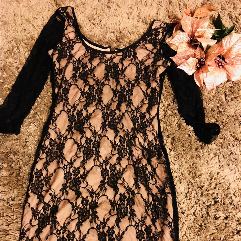 black lace pencil dress